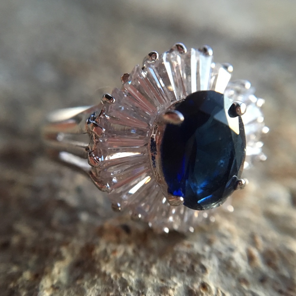 Oval Sapphire Halo Ring - September Birthstone